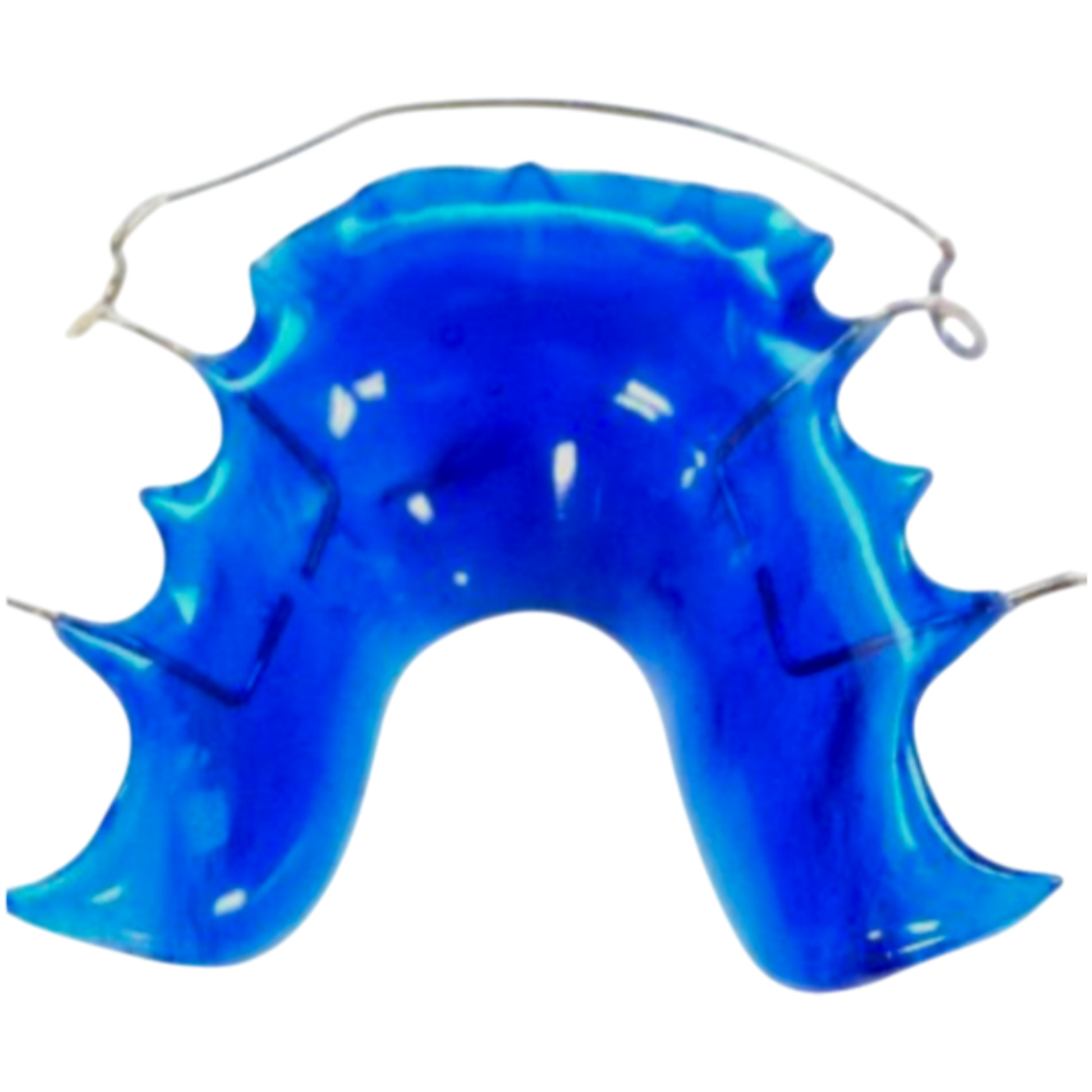 Blue dental impression tray on a white background