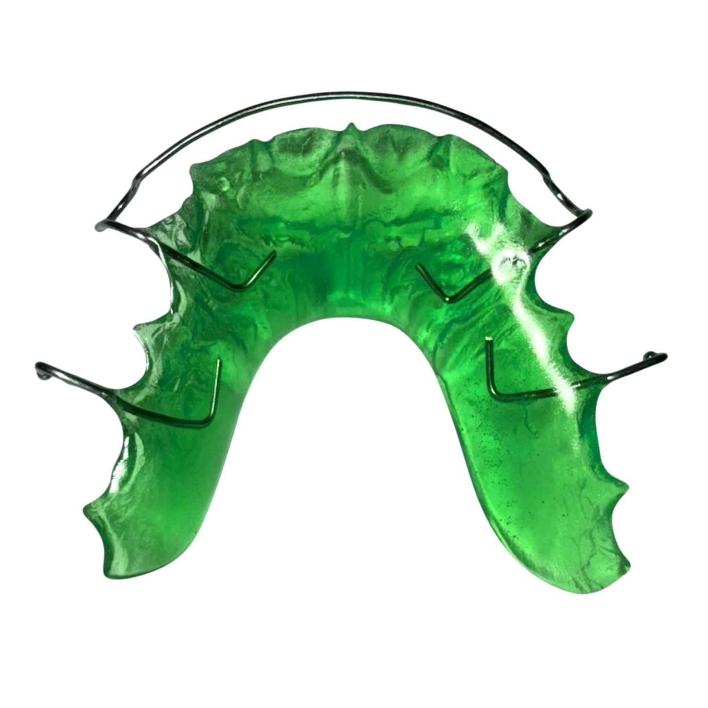 Green retainer with arch bow white background 