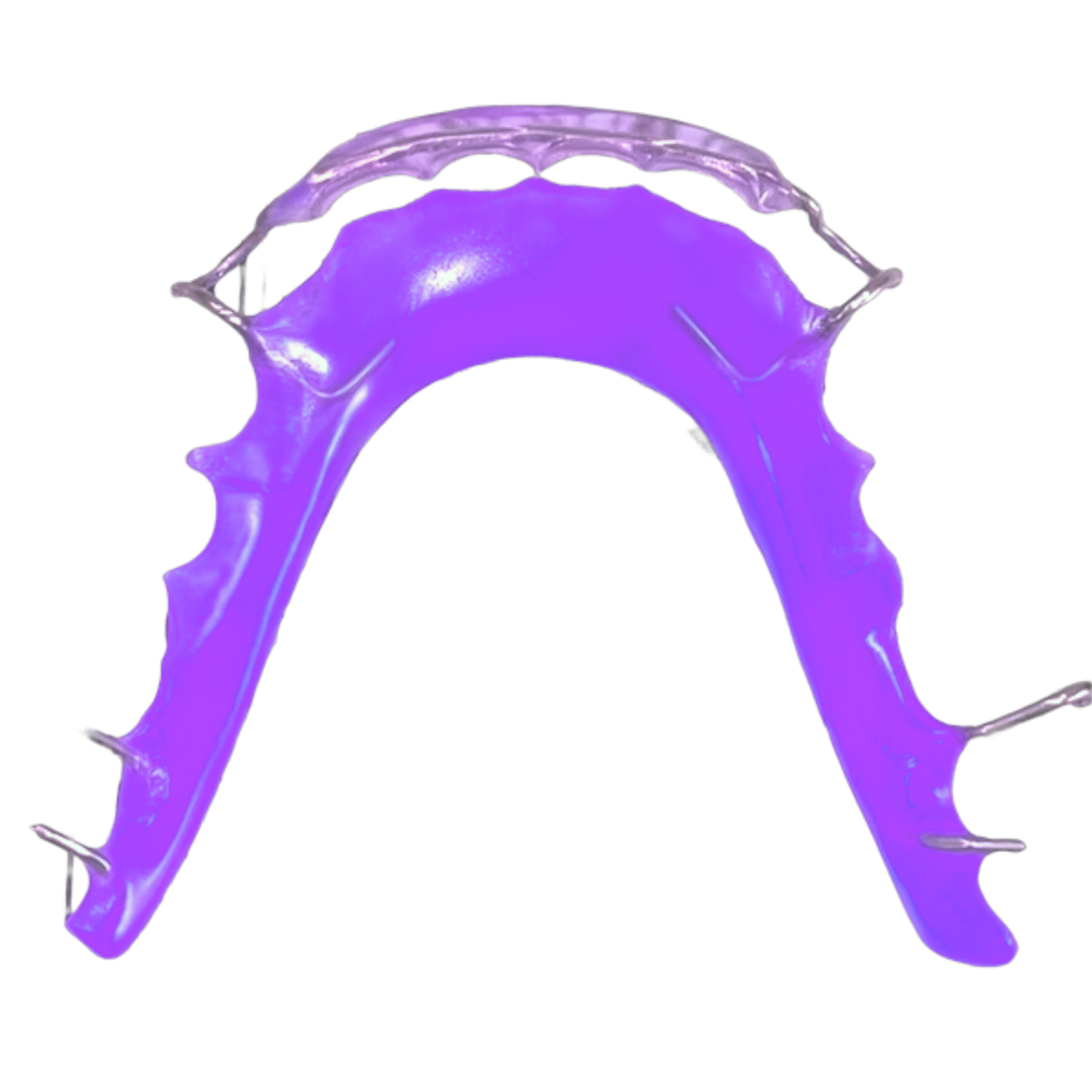 Neon purple wire retainer with white background 
