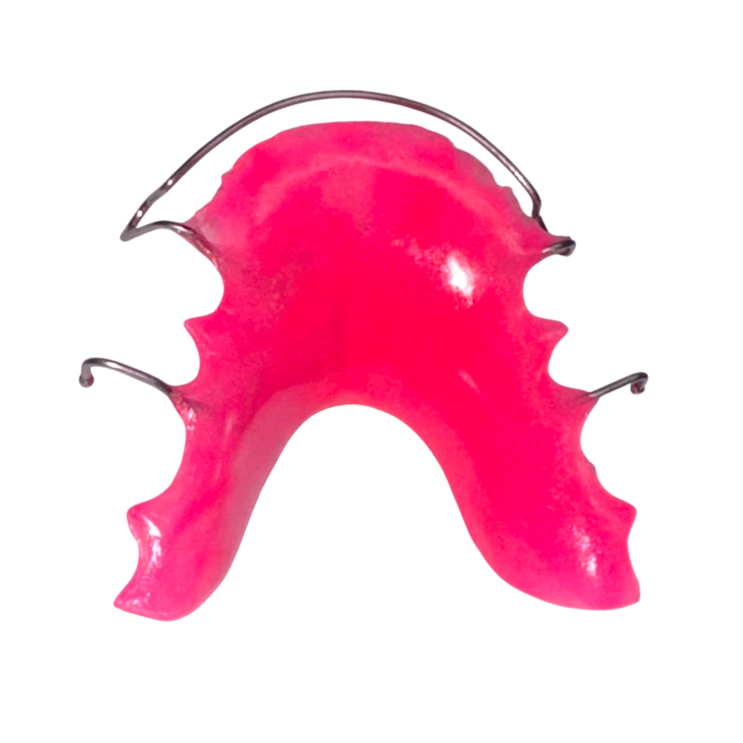 Pink retainer with metal on a white background
