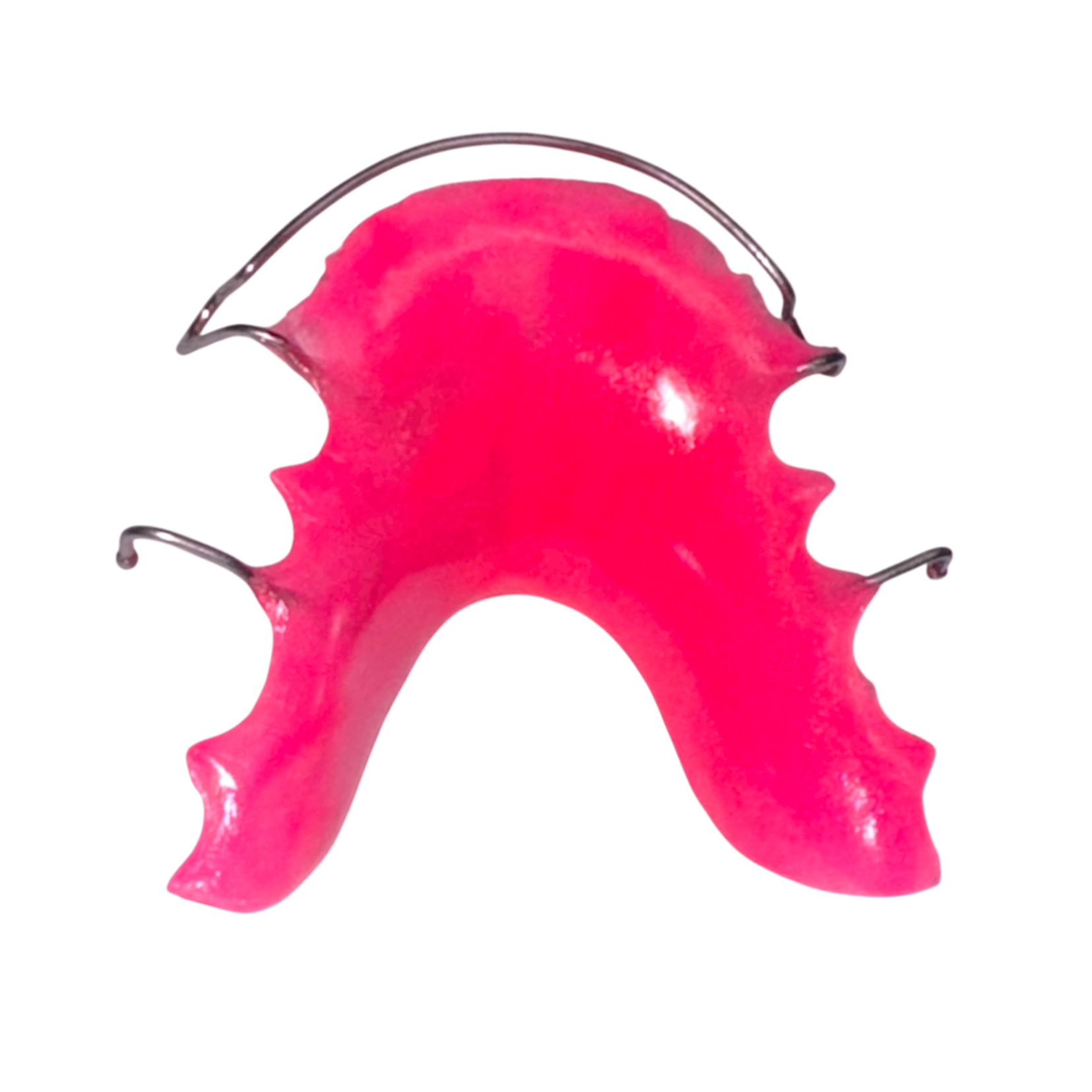 Pink retainer with metal on a white background