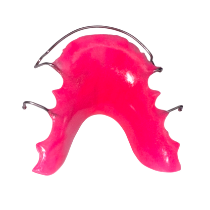 Pink retainer with metal on a white background