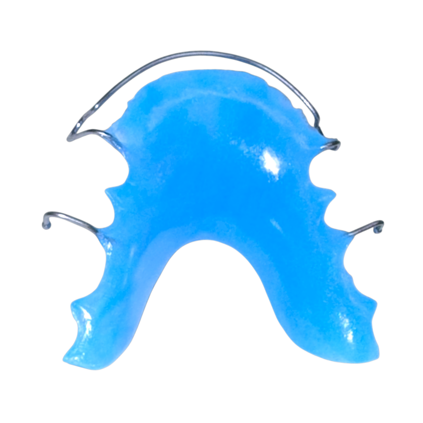 Blue dental retainer on a white background