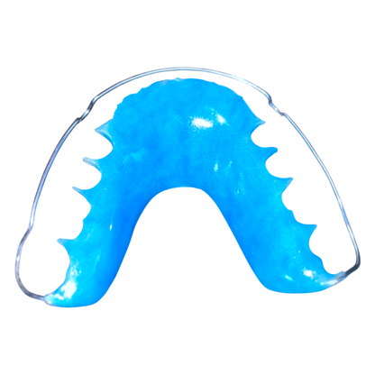Blue mouthguard on a white background